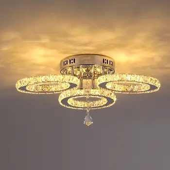 Новый 3-кольцевой хрустальный потолочный светильник мощностью 30 Вт светодиодные лампы Яркие и энергосберегающие светодиодные Потолочные светильники для гостиной led lustre Потолочный светильник