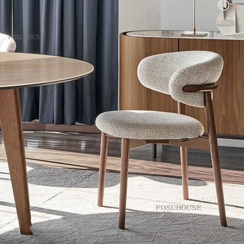 Обеденные стулья из массива дерева в скандинавском стиле для кухни, Современный минималистичный Роскошный Дизайнерский Тканевый Обеденный гарнитур, мебель для дома
