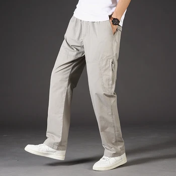 Плюс Размер 6XL, мужские повседневные брюки, тактический хлопковый комбинезон в стиле милитари, Мужские Модные Свободные Прямые брюки-карго, Мешковатые брюки
