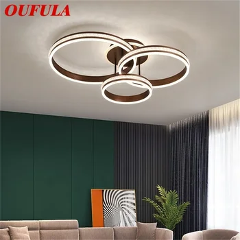 Потолочные светильники OUFULA Nordic Gold Современные Креативные Круглые лампы LED Home для гостиной