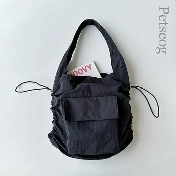 Простой дизайн Женская сумка через плечо нейлоновая переносные сумки на шнурке большой емкости в корейском стиле Модные повседневные сумки-тоут