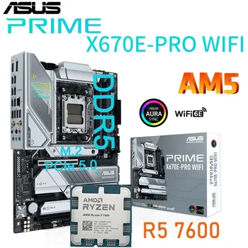 Процессор AMD Ryzen 5 7600 С AM5 Материнская плата ASUS PRIME X670E-PRO WIFI 6E Поддерживает AMD Ryzen 7000 Series DDR5 128 ГБ ОПЕРАТИВНОЙ памяти для настольных компьютеров NEW
