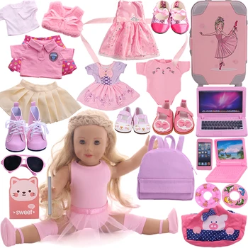 Розовая Балетная Кукла Одежда Аксессуары Для Куклы 43 см Born Baby Doll 18 Дюймов Американская Кукла Игрушки Для Девочки Bebe Born Nenuco Наше Поколение