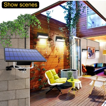 Светодиодный солнечный настенный светильник 2 в 1, водонепроницаемая Солнечная лампа, супер яркий Кабельный выключатель для сада, балкона, двора, уличного освещения.