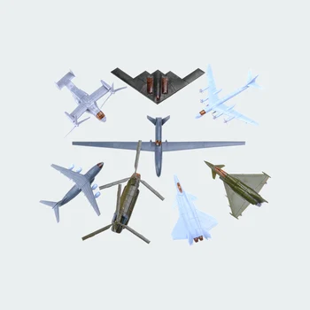 Собранный самолет, набор из 8 предметов, игрушечная модель военной авиации, украшения, истребитель F-20, транспортный вертолет