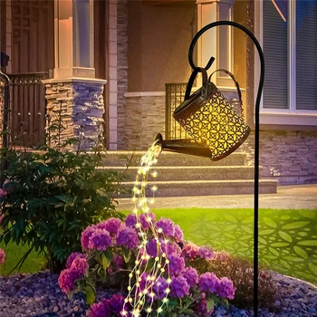 Солнечная лейка, Подвесная лампа с водопадом, водонепроницаемый садовый декор на открытом воздухе, веранда, газон, пейзаж заднего двора, Солнечная светодиодная лампа