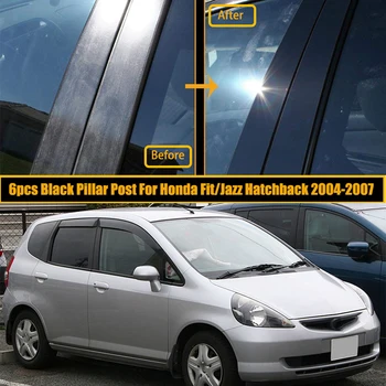Стойки для стайлинга автомобилей Honda Fit Jazz 5-дверный Хэтчбек 2004-2006 2007 Молдинг дверного окна, Накладки на оконные рамы, Наклейки и Аксессуары