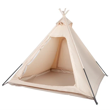 Треугольная хлопковая палатка из белой сетки 225*225*205 см цвета Хаки