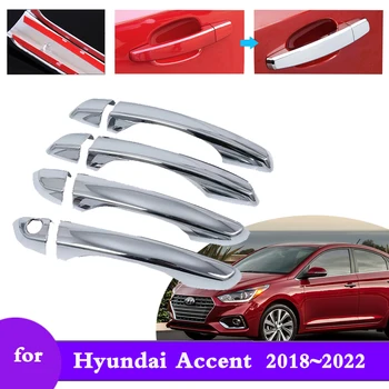 Хромированная крышка дверной ручки для Hyundai Accent Verna Solaris HC YC 2018 ~ 2023 Автомобильные Запчасти, Аксессуары, Защитные наклейки, Отделка 2019