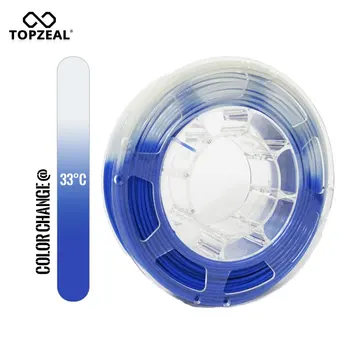 Цветная нить для 3D-принтера TOPZEAL PLA с изменением температуры, точность размеров +/- 0,05, Катушка 1 кг, 1,75 мм, сине-белый