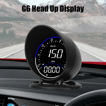 Цифровые часы, измеритель высоты, автомобильный головной дисплей с подсветкой, сигнализация, Спидометр, пробег, G6 HUD, об/мин, миль /ч