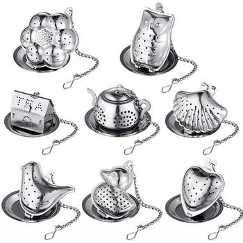 Чайник для заварки Креативный чайник для заварки чая Сетчатый фильтр с цепочкой, герметичный с подносом Серебристые взрывозащищенные аксессуары для портативной чайной посуды