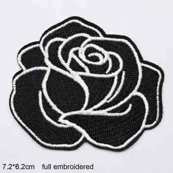 Черный цветок, Красная Роза, вышитая нашивка, железная нашивка, нашивка для одежды, шляпа, кошелек, одежда, женщина