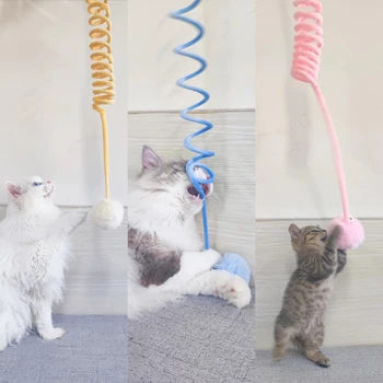Шерстяная игрушка для кошек, Забавная Самоподвешивающаяся Дверь, Автоматическая Веревка для царапин, Палка для кошек, Интерактивная Кошка, автоматические игрушки для кошек