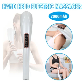 Электрический ручной беспроводной массажер с перезаряжаемой вибрацией, глубокий массаж всего тела для облегчения боли в шее и спине, расслабляющие инструменты