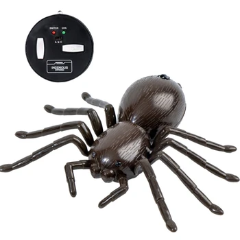 Электронный имитатор дистанционного управления для домашних животных, блеск глаз, Милые пауки черного цвета, Перезаряжаемая радиоуправляемая хитрая игрушка-розыгрыш на Хэллоуин