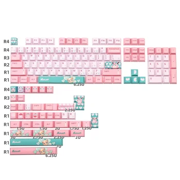 Японский колпачок для ключей Fat Ding 142 клавиши Новинки для сублимации красителя с вишневым профилем для механической клавиатуры MX Switch