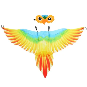 Яркие крылья попугая с костюмированной маской, птицы одеваются, реквизит для костюма птицы для вечеринки в честь Хэллоуина, Маскарад на птичью тематику
