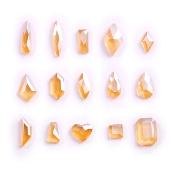 50 шт./пакет Горный хрусталь для дизайна ногтей, стеклянные самоцветы цвета шампанского, 3D бриллиант на плоской основе для женского маникюра 